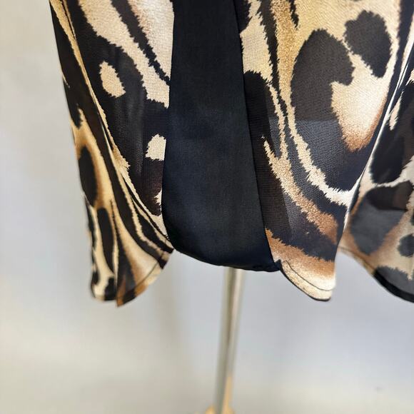 Chico's Ocelot Print Button Up Long Sleeve Blouse Sheer US Size XXL Chicos 4 - Picture 9 of 15